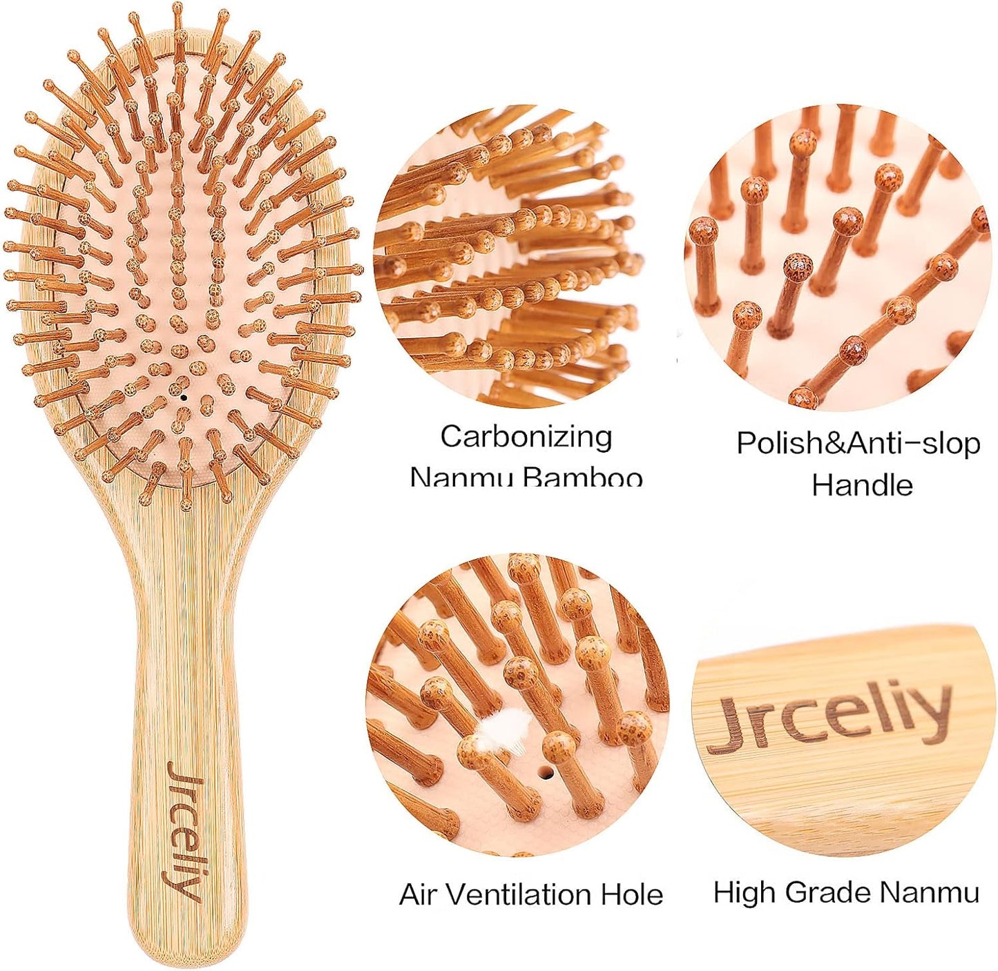 3PCS Bamboo Hair Brush Set,Natural Wooden Brush for Women, Madam, Paddle Detangling Brush for Dry/Curly/Thick/Thin/Straight Hair