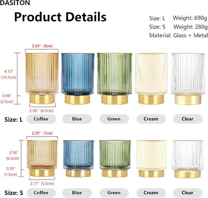 Makeup Brush Holder Organizer,Crystal Cosmetic Makeup Brush Glass Brushes Storage Holder,Vintage Makeup Brush Cup Pen Pencil Holder Striped Vase(Green S+L)
