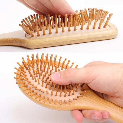 3PCS Bamboo Hair Brush Set,Natural Wooden Brush for Women, Madam, Paddle Detangling Brush for Dry/Curly/Thick/Thin/Straight Hair