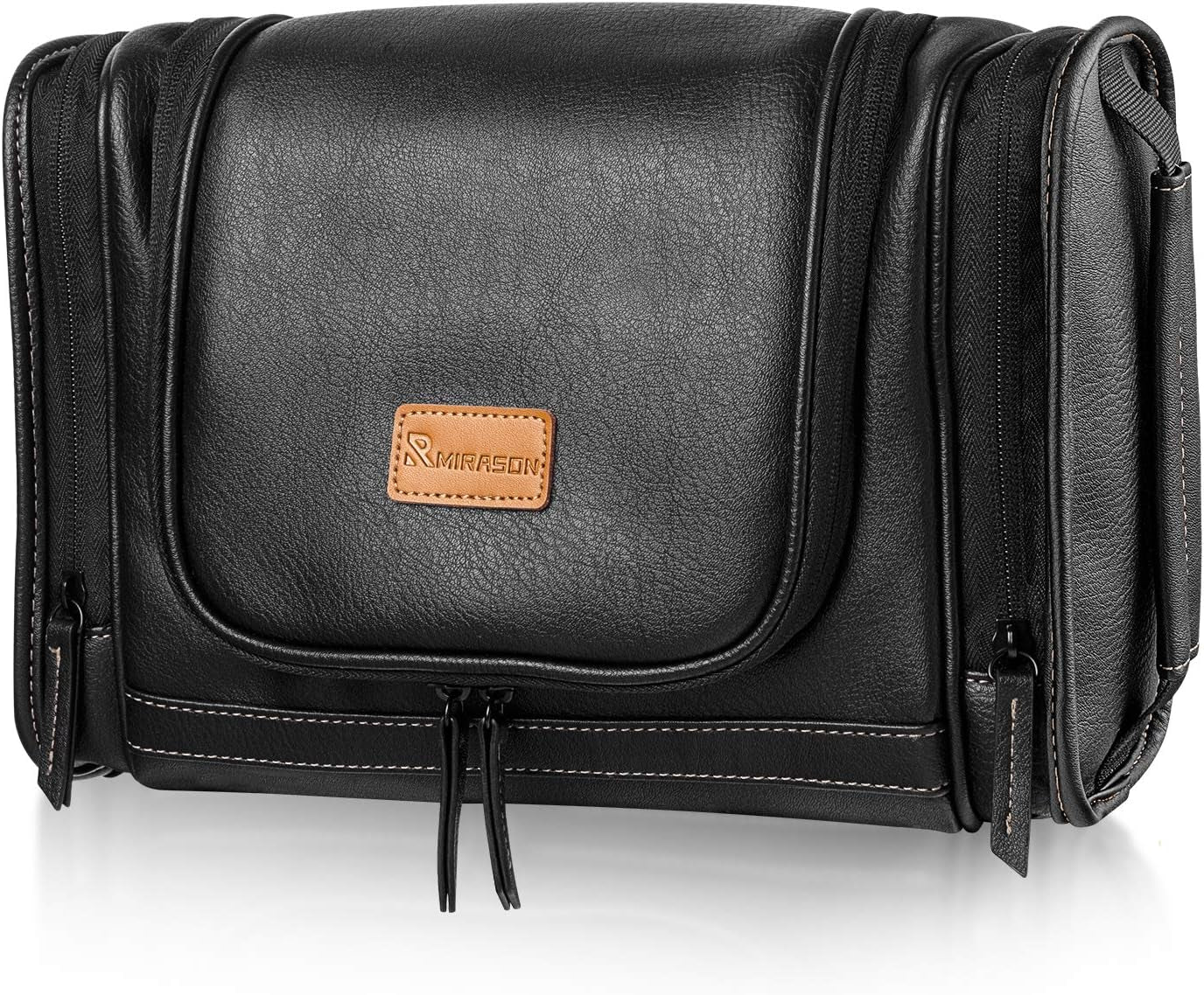 Hanging Toiletry Bag for Men Dopp Kit Waterproof Travel Organizer with Sturdy Metal Hook and Handle for Bathroom Shower Cosmetics Camping Brushes Shaving, Black, 11.5X4.5X7.9 Inch (Pack of 1